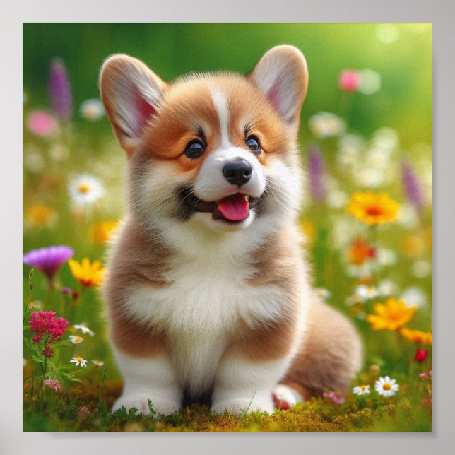 Söt Pembroke Welsh Corgi puppy Poster (Framsidan)