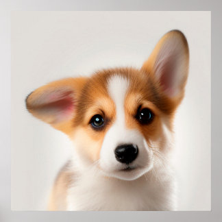 Söt Pembroke Welsh Corgi Valp Hund Porträtt Poster