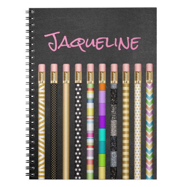 Söt Pencil och kontur-Personlig Anteckningsbok (Framsidan)