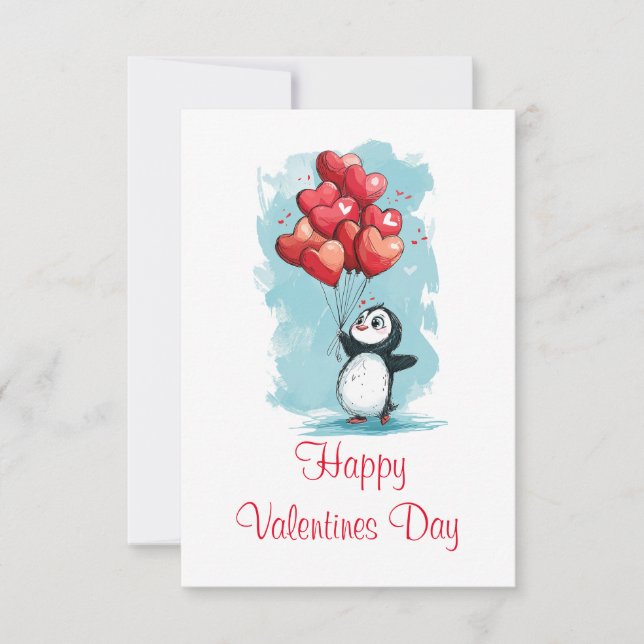 Söt penguin för valentins dag tack kort (Framsida)