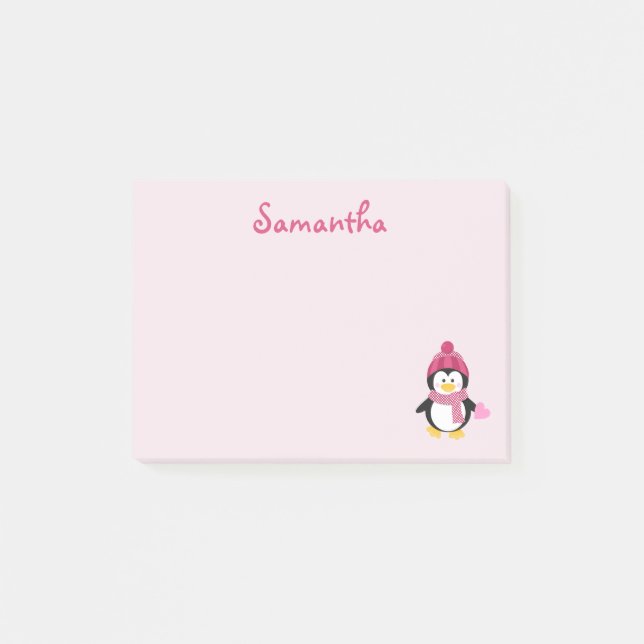 Söt Penguin Heart Post-it Block (Framsida)