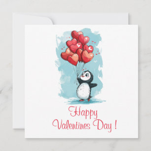 Söt penguin i kärlek för valentindagen med hör