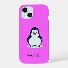 Söt penguin med eget namn på rosa