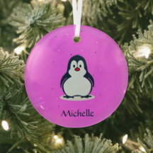 Söt penguin med eget namn på rosa