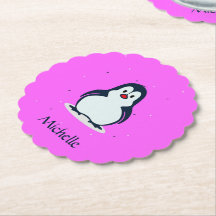 Söt penguin med eget namn på rosa