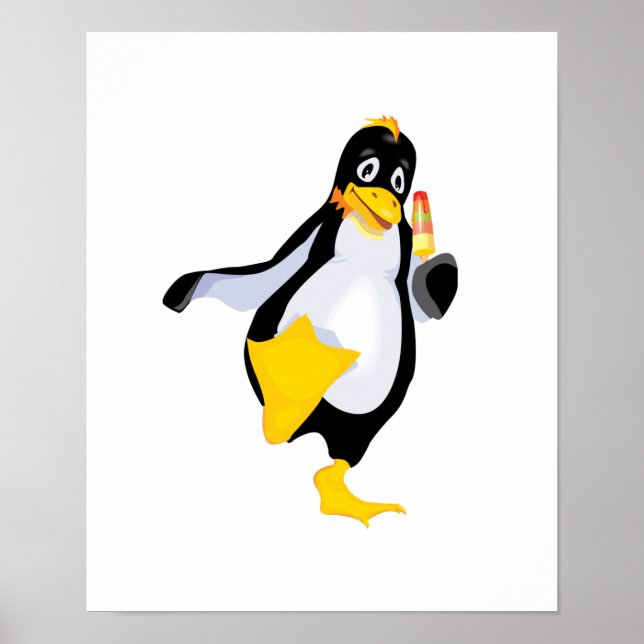 Söt penguin med glass poster (Framsidan)