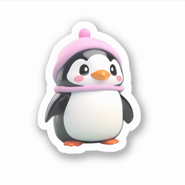 Söt penguin med hatt klistermärken (Framsida)