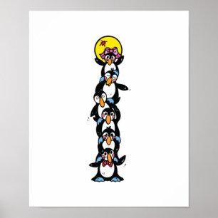 Söt penguin totem-stack poster