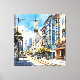 Söt penna och bläck sketch av San Francisco Canvastryck