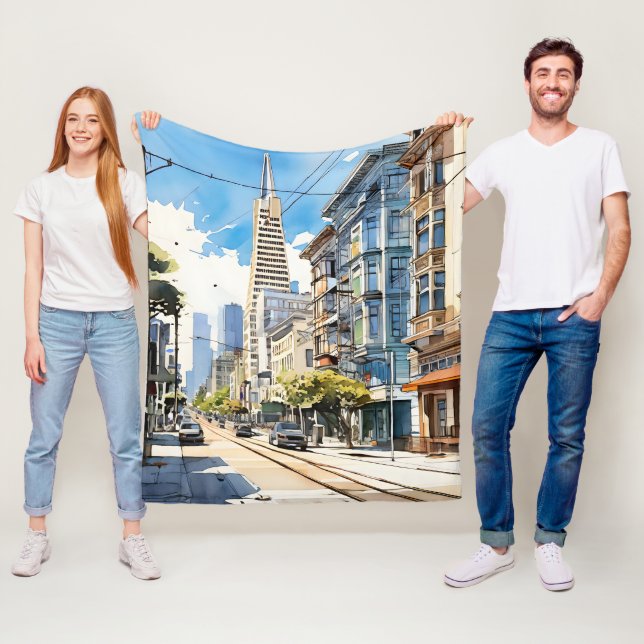 Söt penna och bläck sketch av San Francisco Fleecefilt (På plats)