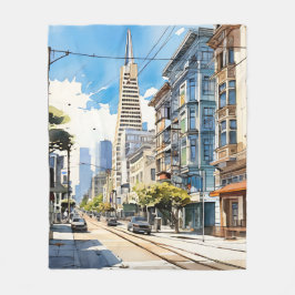 Söt penna och bläck sketch av San Francisco Fleecefilt