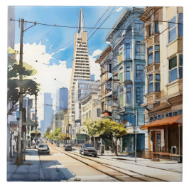 Söt penna och bläck sketch av San Francisco Kakelplatta