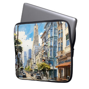 Söt penna och bläck sketch av San Francisco Laptop Fodral