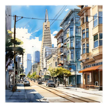 Söt penna och bläck sketch av San Francisco