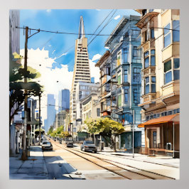 Söt penna och bläck sketch av San Francisco Poster