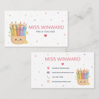 Söt Penna Pastell Lärare Visitkort
