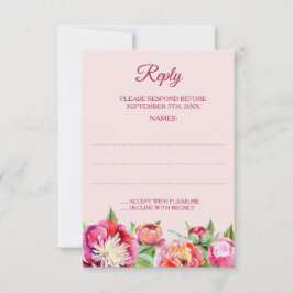 Söt Peonies Blommigt Bröllop Svarskort OSA Kort