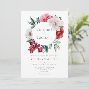 Söt Peonies Blommigt Watercolor Bröllop Inbjudningar