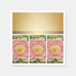 Söt Peonies in a Row - Papper Napkins Pappersservett