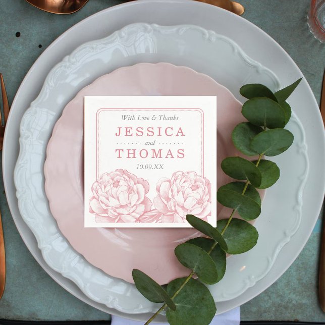 Söt Peony Blommigt Bröllop Collection Pappersservett (Skapare uppladdad)