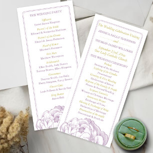 Söt Peony Blommigt Bröllop Collection Programme Reklamkort