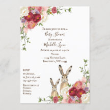 Söt Peony Flowers och Bunny Rabbit Baby Shower