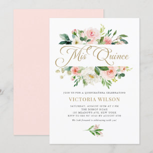 Söt  Peony Mis Quince Quinceañera Inbjudningar