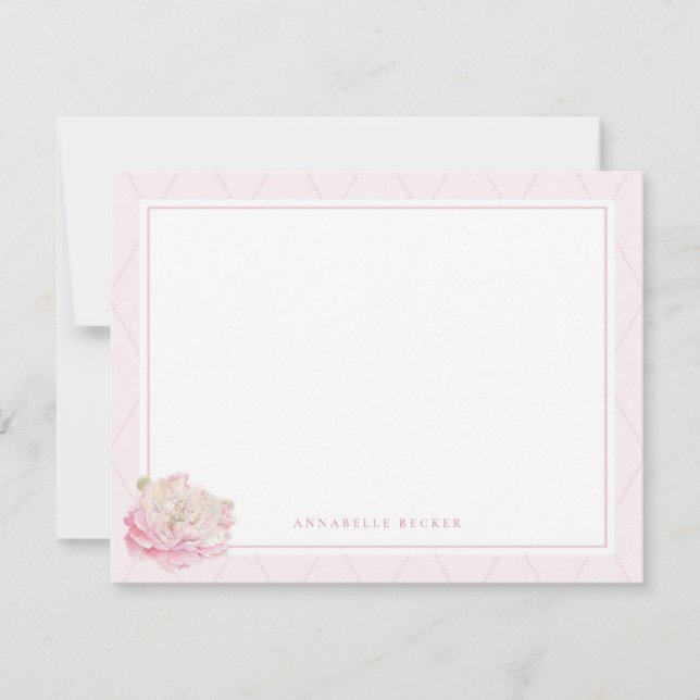 Söt Peony Personlig Stationery Anteckningskort (Framsida)