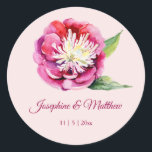Söt Peony Watercolor Wedding Stickers Runt Klistermärke<br><div class="desc">De här bröllopsklistermärkena har en söt peonblomma. Du kan anpassa dessa klistermärken med namn och bröllop-datumet. Klicka på knappen "Anpassa" om du vill ha fler alternativ om du vill ändra texten storlek eller om du vill lägga till ytterligare text. Dessa klistermärken är idealiska för använda som klistermärken eller för att...</div>