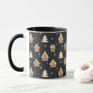 Söt Pepparkakby Gran Träd Blå Jul Mugg
