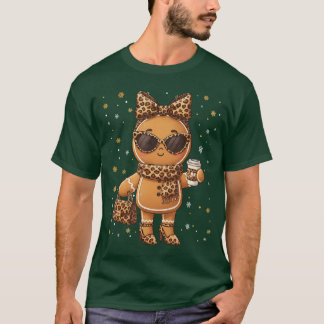 Söt pepparkaksgirlang jul jultomte tjej kvinnor t shirt