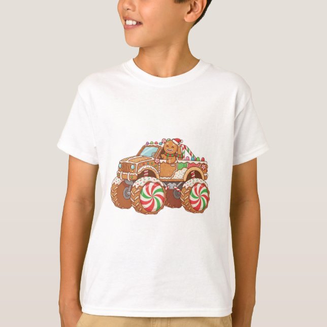 Söt pepparkaksgodis monstertruck – Festlig Hol T Shirt (Framsida)