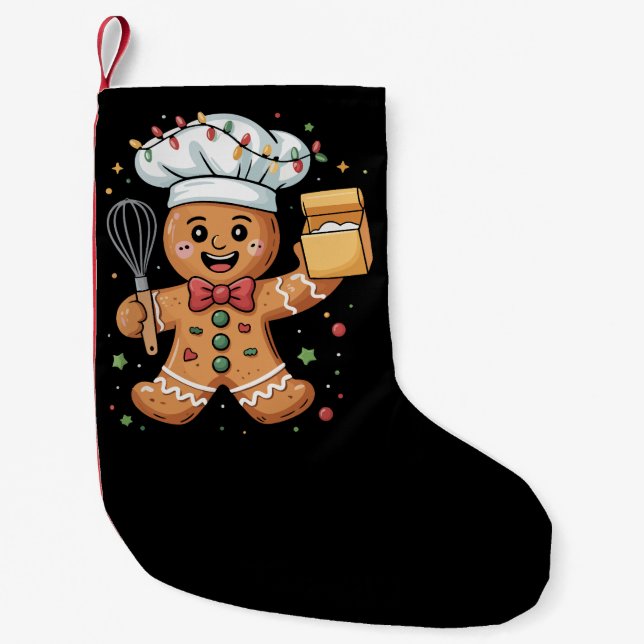 Söt pepparkaksgubbe bagare jul kock baka  liten julstrumpa (Framsidan)