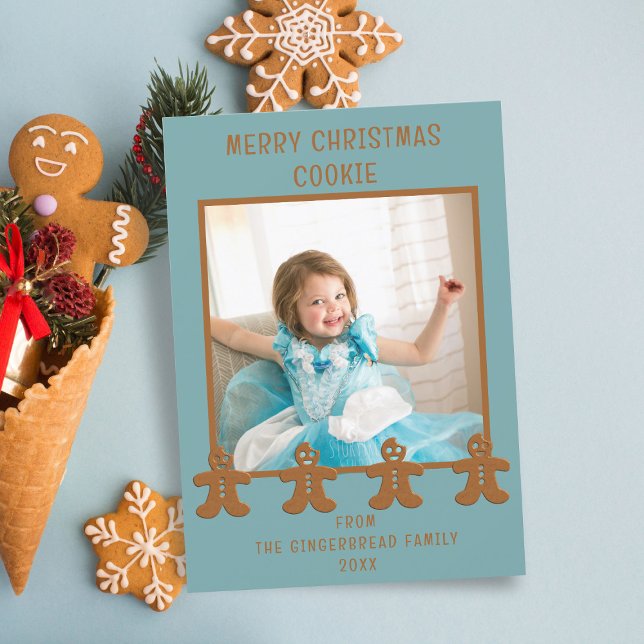 Söt pepparkaksgubbe foto jul helgdag kort (Merry Christmas! Just add your little cookie to this holiday card and add your name)