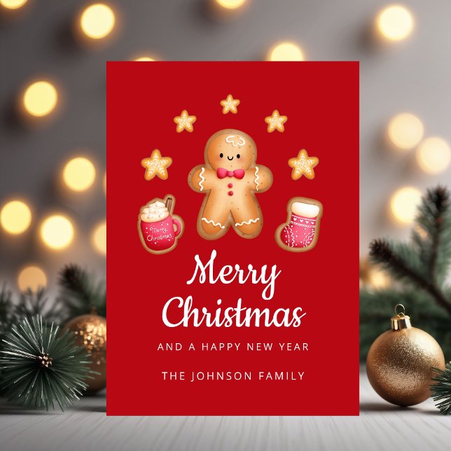 Söt pepparkaksgubbe God Jul Julkort (Cute Gingerbread Man Merry Christmas Holiday Card)