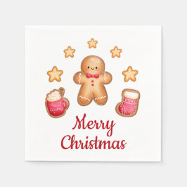 Söt pepparkaksgubbe God Jul Pappersservett