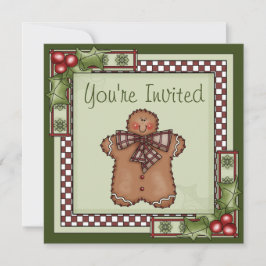 Söt pepparkaksgubbe jul firande fest inbjudningar