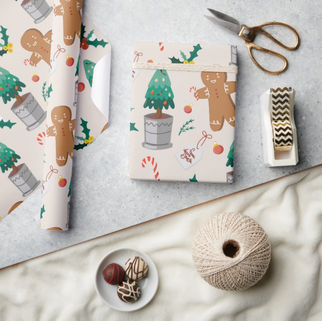 Söt Pepparkaksgubbe Karamellpinne Jul  Presentpapper (Hantverk)