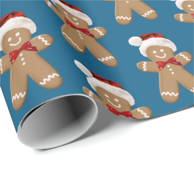 Söt pepparkaksgubbe med julhat presentpapper (Rullad Hörn)