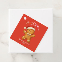 Söt pepparkaksgubbe med jultomtehatt - gåvor etiketter
