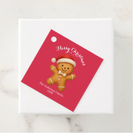 Söt pepparkaksgubbe med jultomtehatt - gåvor etiketter