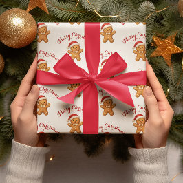 Söt pepparkaksgubbe med jultomtehatt - presentpapper