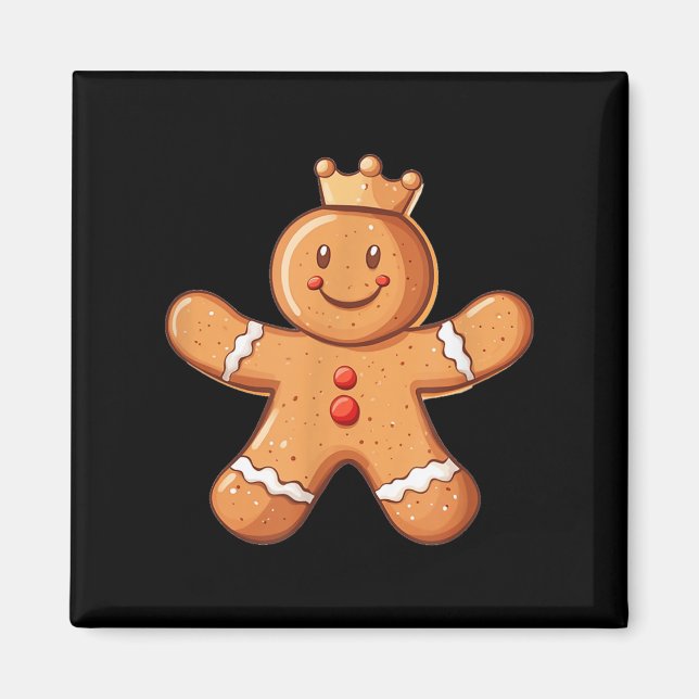 Söt Pepparkaksgubbe med Krona-kostym Magnet (Framsidan)