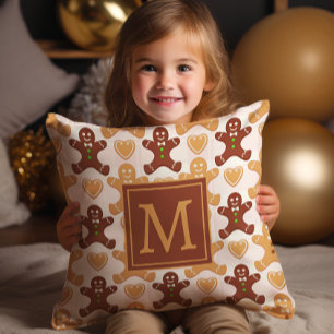 Söt pepparkaksgubbe monogram kudde
