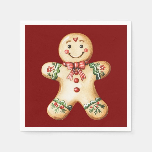Söt pepparkaksröd jul  pappersservett (Framsidan)