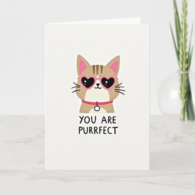Söt perfekt katt kärlekskort kort (Framsida)