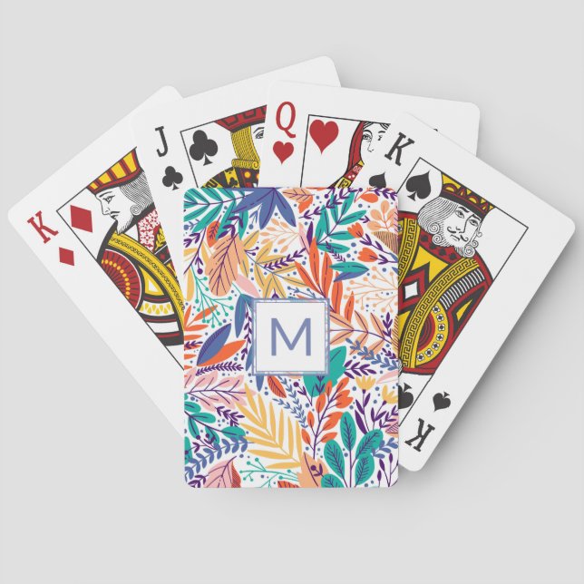 Söt Periwinkle Lila Monogram Vår blommor Casinokort (Baksidan)