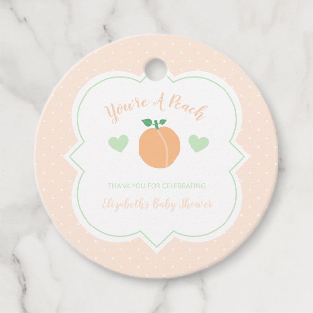 Söt Persik Elegant Bebis Shower Gåvor Etiketter (Framsida)