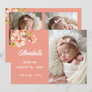 Söt Persika Flerfotos Babyshower Meddelande