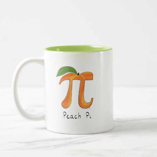 Söt Persika Pi Math Pi Dag Kaffe Mugg (Vänster)